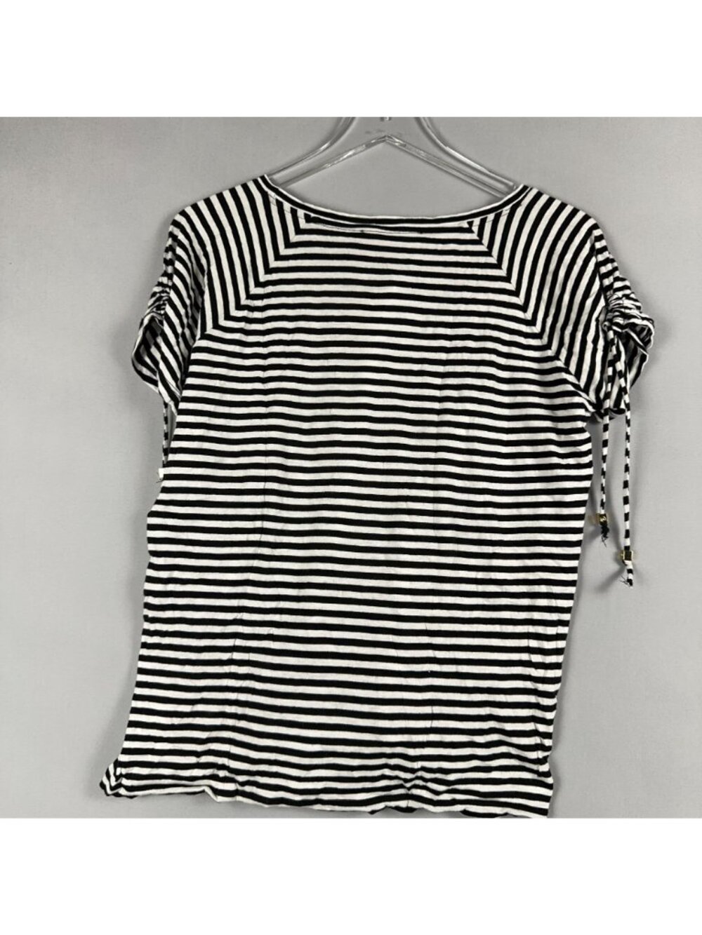 Michael Kors Top Size Medium Black White Striped Rglan Sleeve Side Ties - Picture 4 of 13
